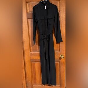 Madewell Black Long-Sleeve Jumpsuit with Tie Waist